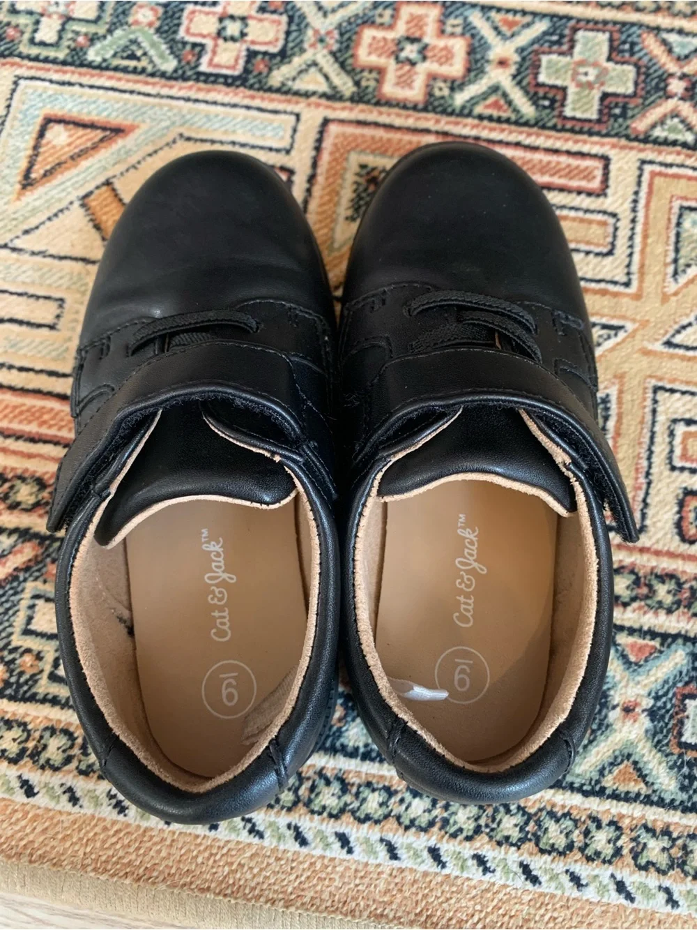 Cat & Jack Black Kids Mary Jane-Style School Shoes with Hook-and-Loop Strap